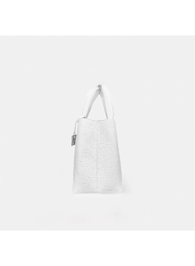 Armani Exchange – White "Tote" Bag with a prominent monogrammed detail - Image 3